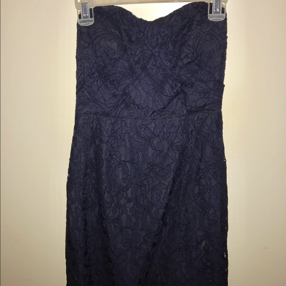 J. Crew Lace Strapless Dress (Navy)