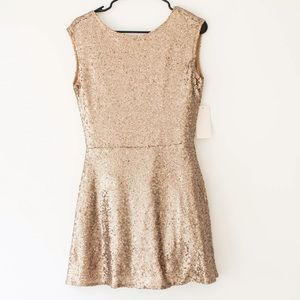 Gold Sequin Low Back Dress