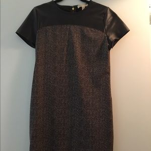 Michael Kors tweed print and leather dress