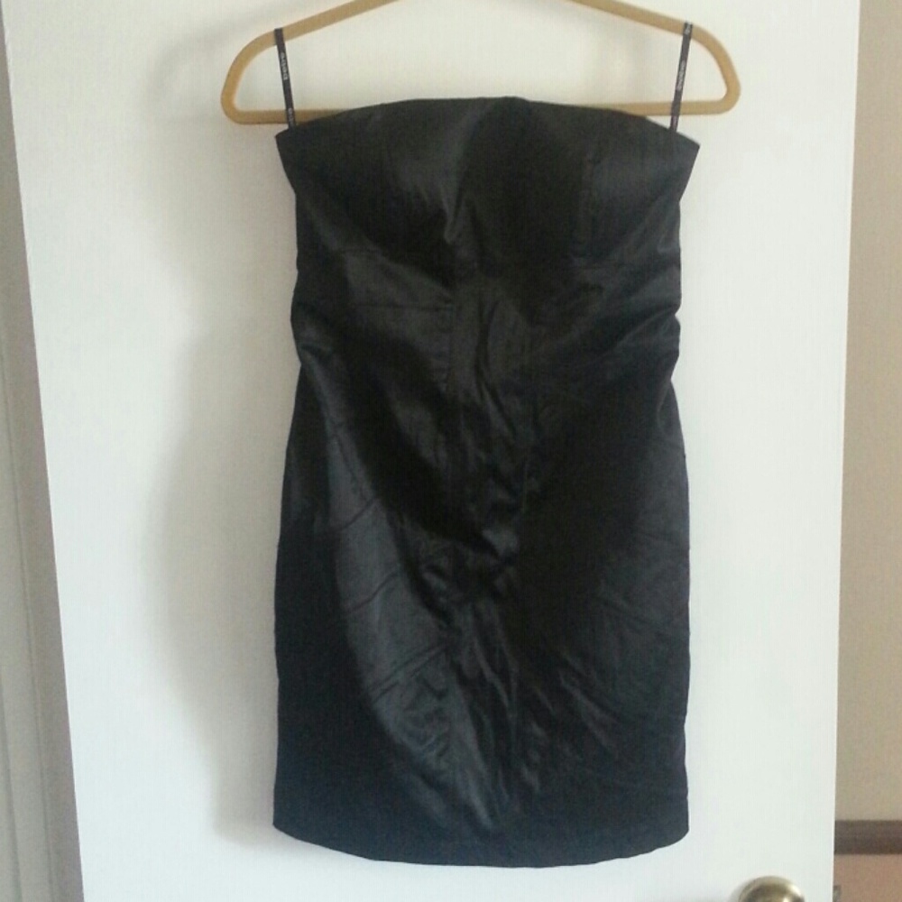 bebe strapless black satin dress - Sz Medium