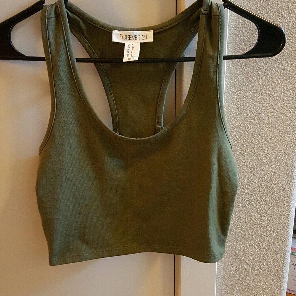 Strappy racerback crop top (olive)