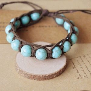 Brown and blue bead bracelet
