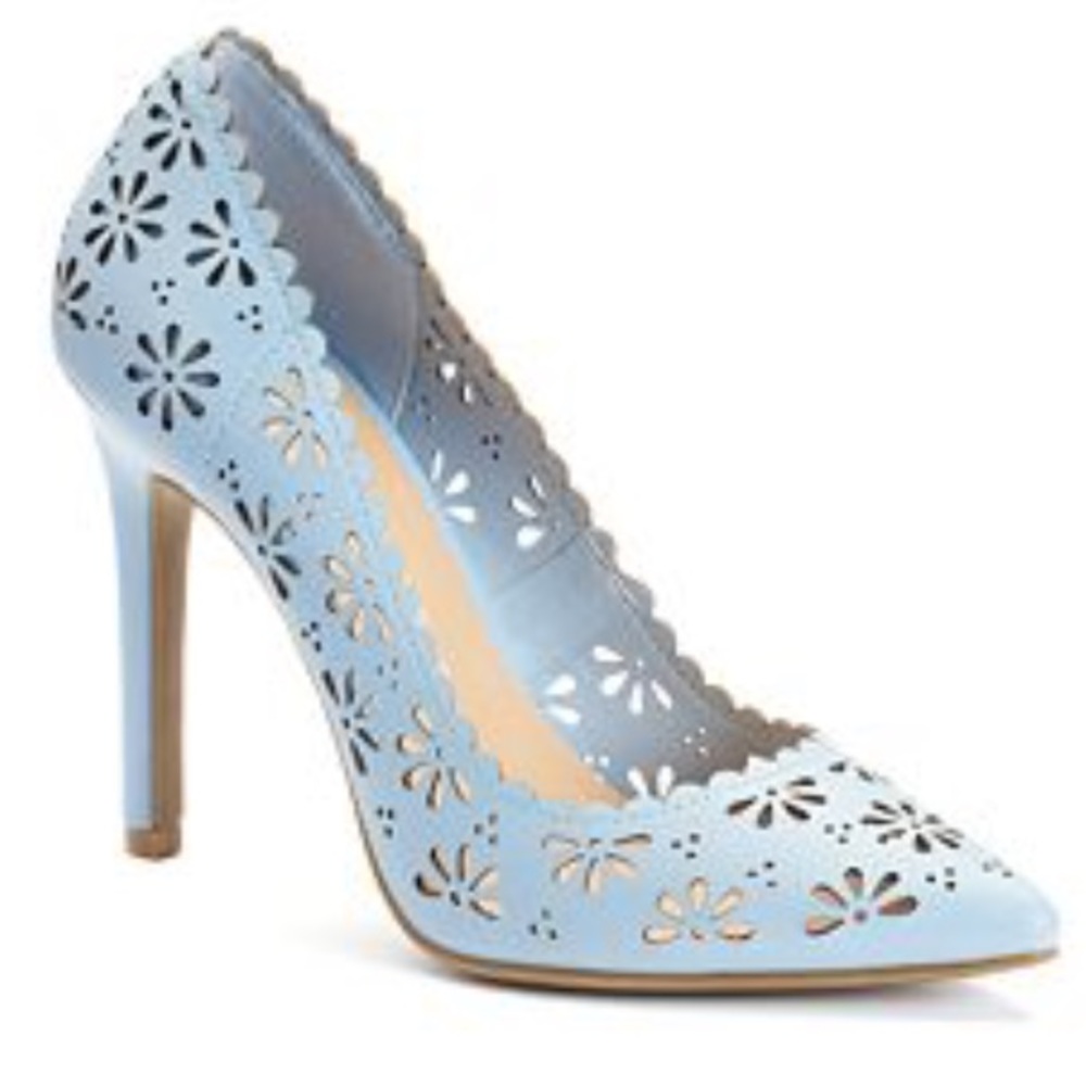LC Blue floral heels