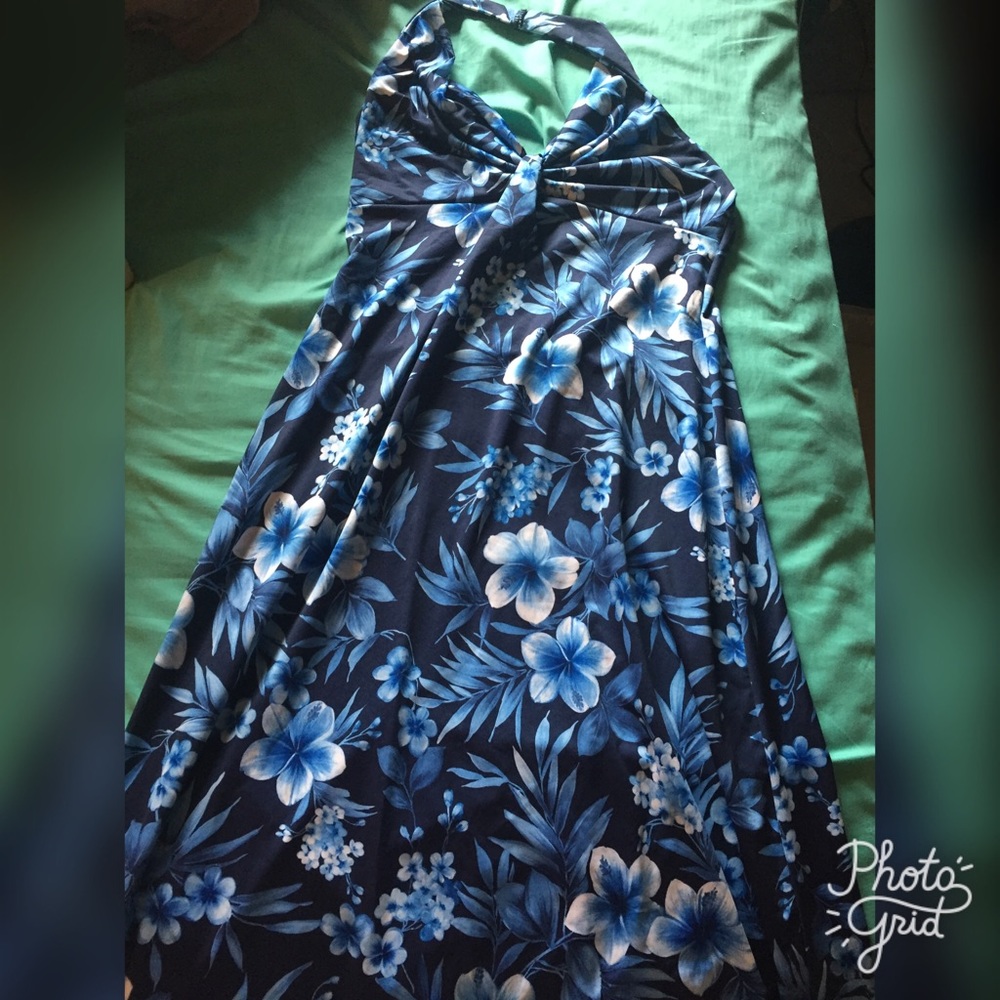 Long Blue Floral Dress