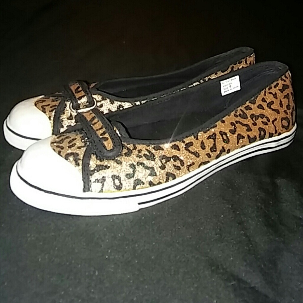 Gold Glitter Leopard Print Flats