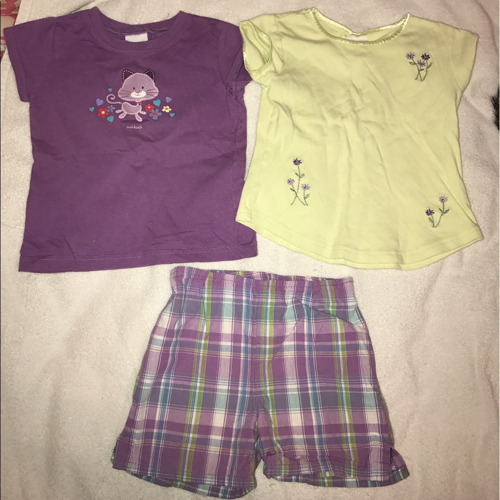 Two t-shirts and a pair of shorts