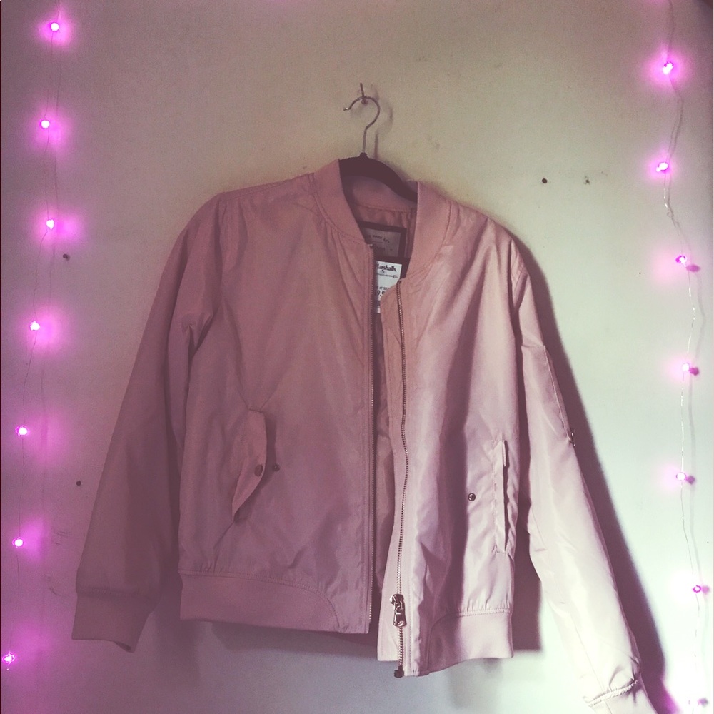 Dusty pink and gold bomber jacket