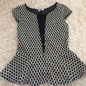 Black and white peplum shirt