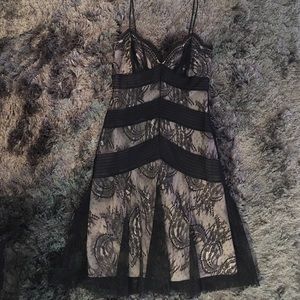 BCBGMAXAZRIA Black Lace Slip Dress