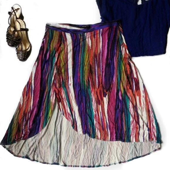 Sharagano Dresses & Skirts - Colorful skirt with high low front Size XL