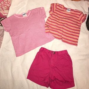 Two t-shirts and a pair of shorts