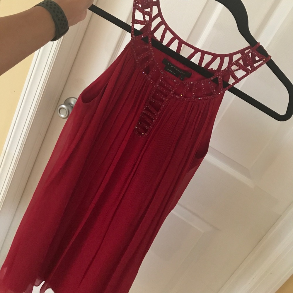 STUNNING BCBG Maxazria Jeweled Red Party Dress