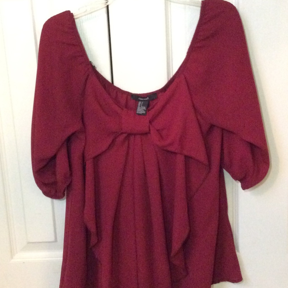 CUTE MAROON BOW BLOUSE