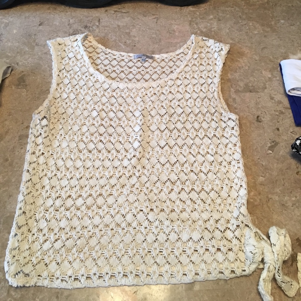 Cream colored crochet top