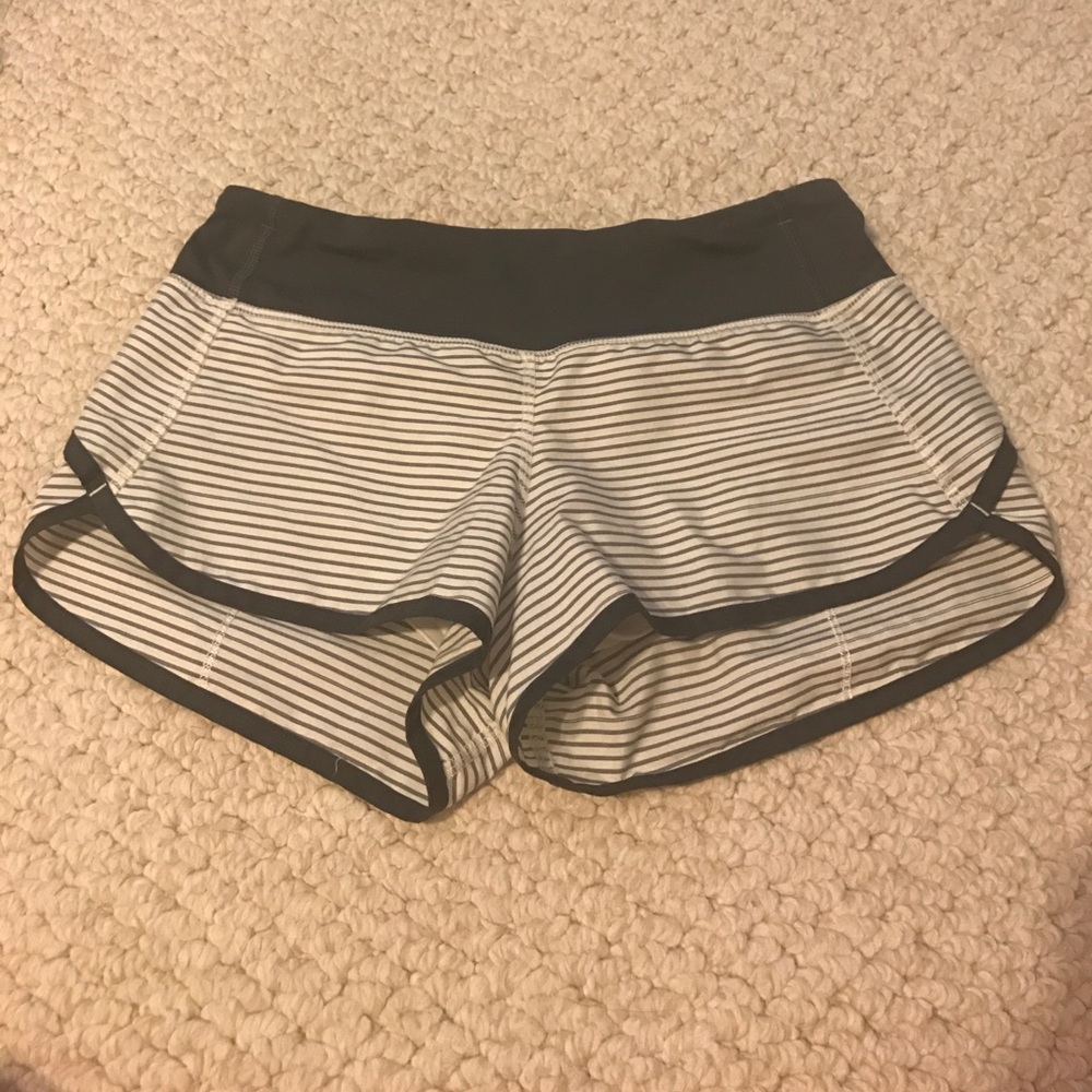 Grey and white stripped lulu shorts