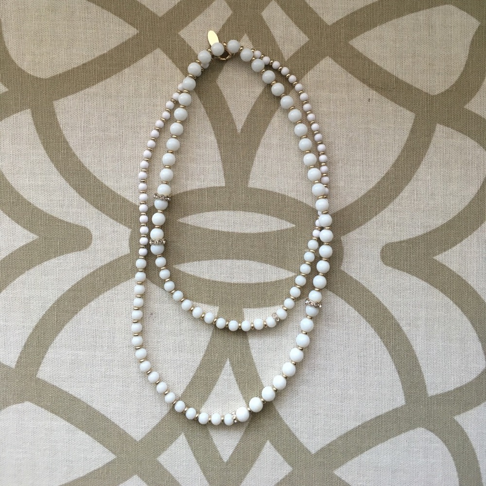 Loft white and gold beaded necklace