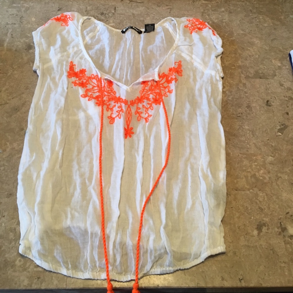 White & orange light beach top