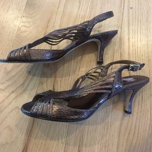 Copper alligator sandal