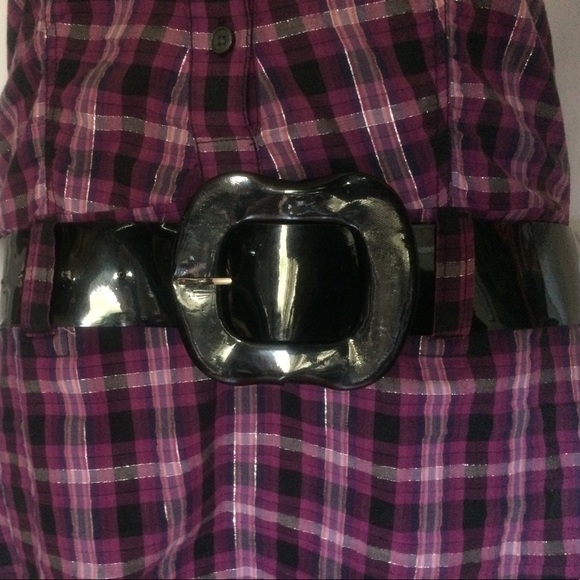 Vintage upcycled Bob Marley purple plaid dress - Picture 5 of 8