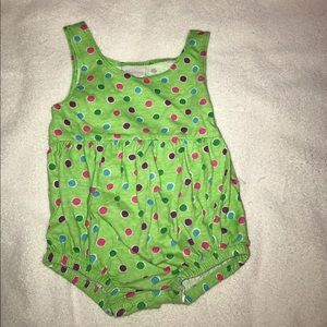 Green poka dot onesie