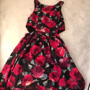 A-Line Rose Dress with Cutouts