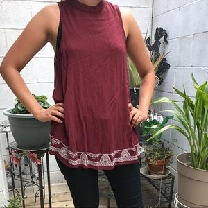 Maroon Sleeveless Shirt