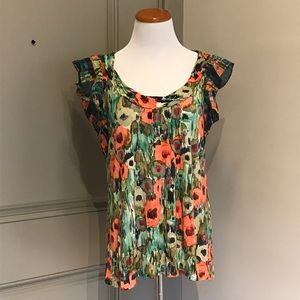 {Anthropologie} Womens Floral Cotton Top