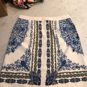 Laundry by Shelli Segal Blue and White Skirt