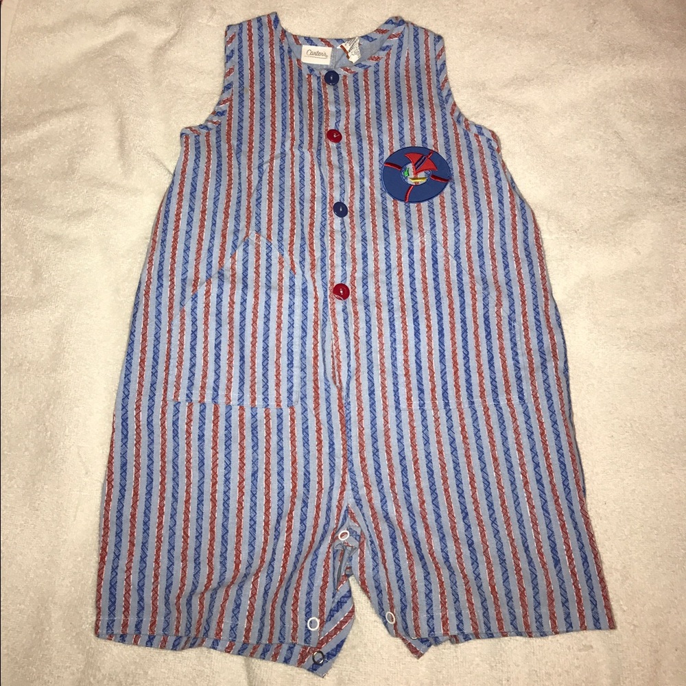 Carter's red and blue striped romper