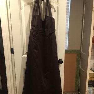 Chocolate David's Bridal bride's maid dress