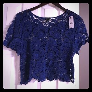 NWT blue express lace cropped shirt