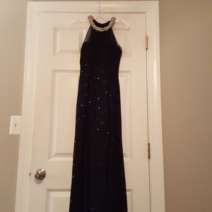 Black Sheer Lace Sequin Dress