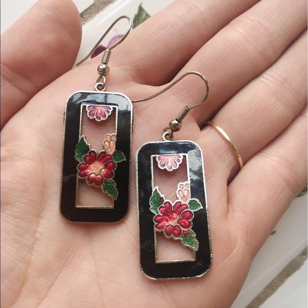 Vintage cloisonné earrings