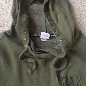 PINK army green hoodie