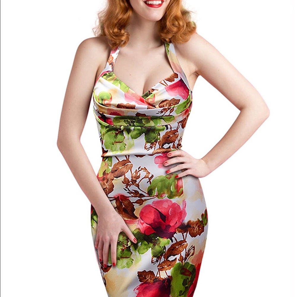 Tropical retro style wiggle dress