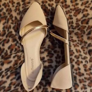 Dollhouse Beige and Gold Flats