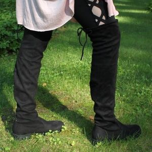 tie back over the knee suede boots