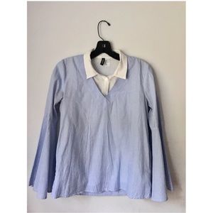 Wide Cuff Shirt with Crêped Blouse