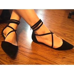 Jessica Simpson Black Suede Strappy Flats