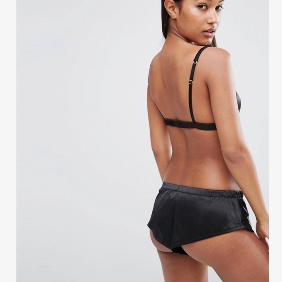 Black satin and tulle French panties mesh - Picture 3 of 7