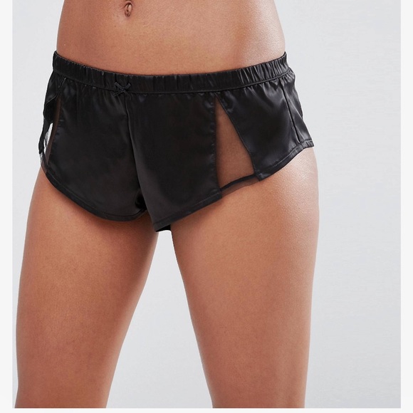 Black satin and tulle French panties mesh - Picture 4 of 7