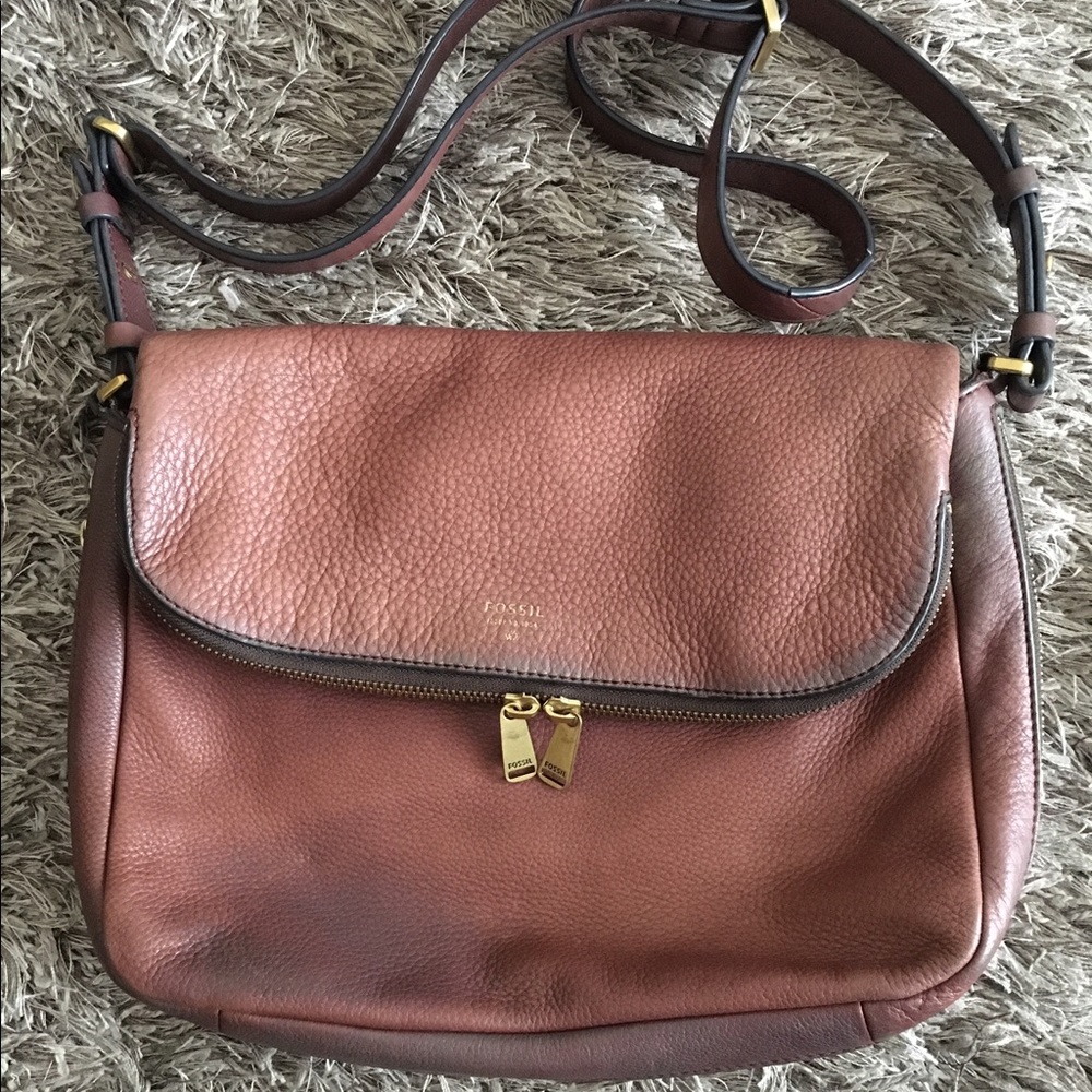 Fossil Leather Flap Crossbody Bag