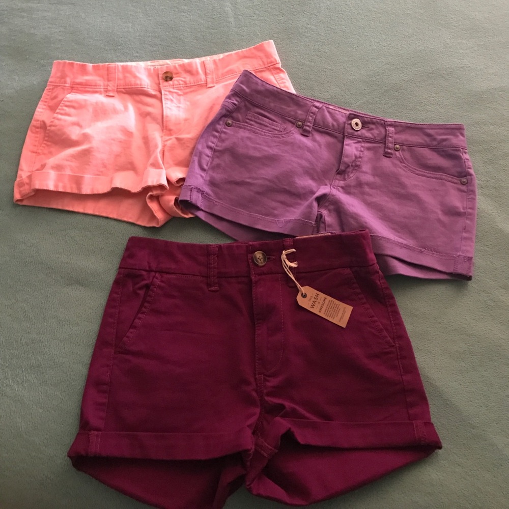 3 pairs of colored shorts all Size 0