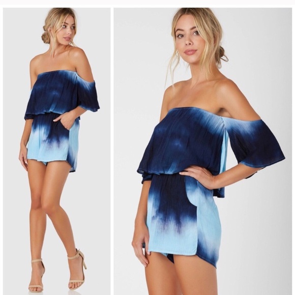 🌼 NWT Tie Dye Off the Shoulder Romper - Picture 3 of 3