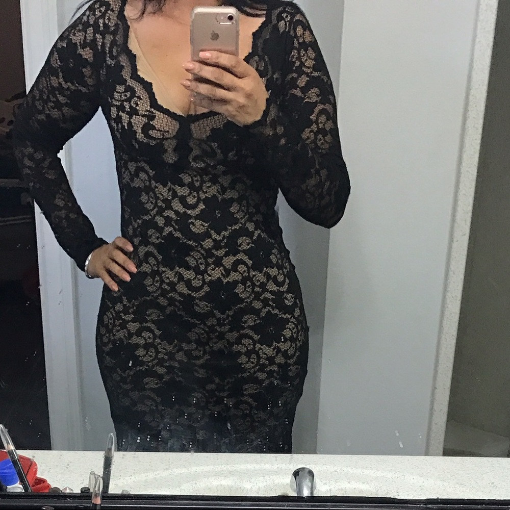 Black lace party dress