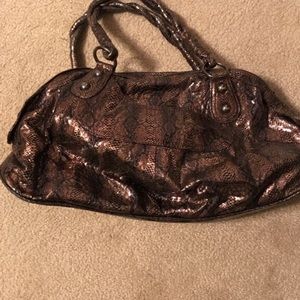 Brown snake-skinned purse