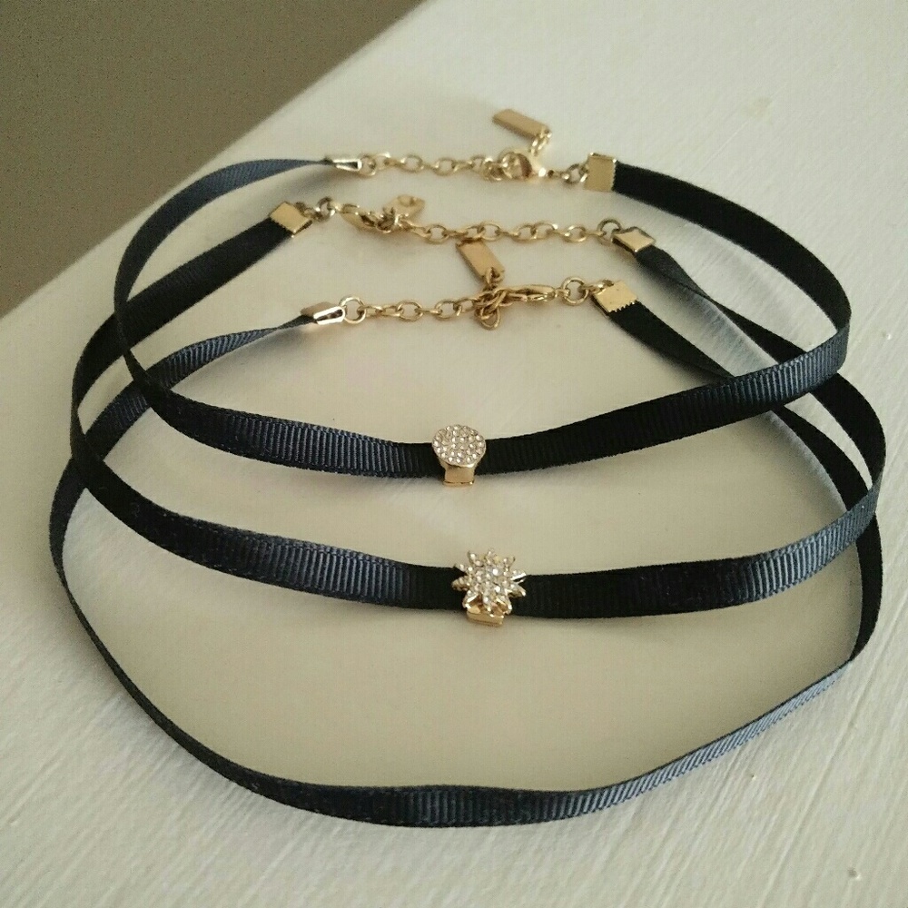 Baublebar ribbon/rhinestone chokers (set of 3)