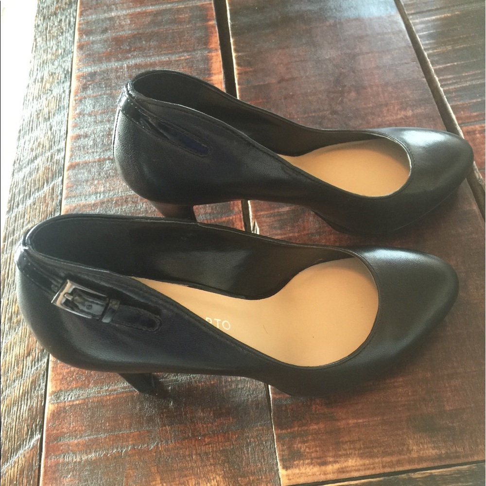 Franco Sarto Black Pumps w/ Buckle Accent