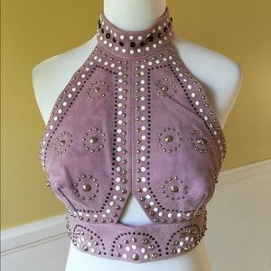 Nasty gal lavender suede studded halter