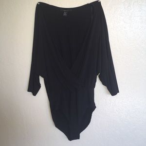 Black three quarter sleeved body suit